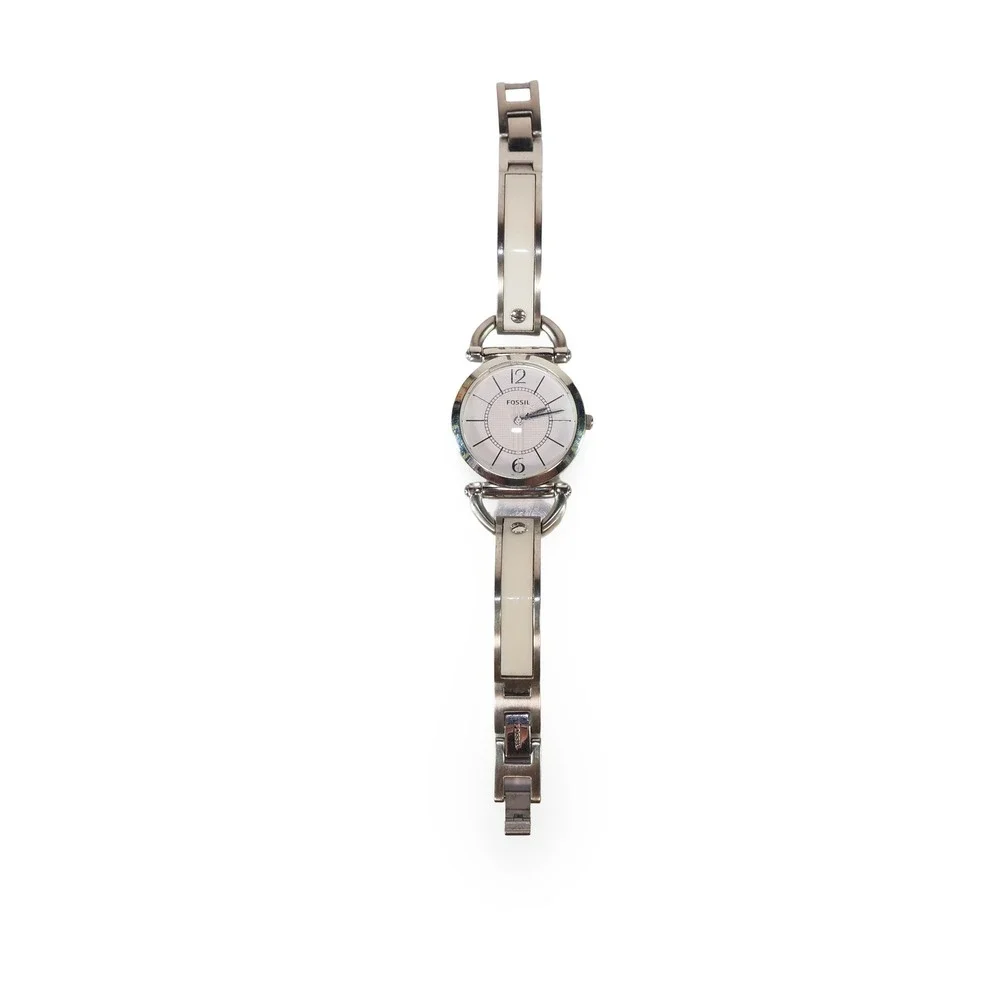 Fossil ES-2473 Wrist Watch Women OS‎ Silver White Stainless Steel 5 ATM